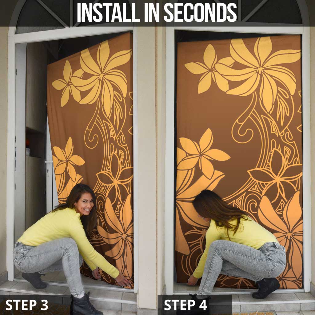 Tiare Tahiti Door Cover Brown Polynesia Motifs - Polynesian Pride