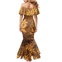 Tiare Tahiti Family Matching Mermaid Dress and Hawaiian Shirt Brown Polynesia Motifs - Polynesian Pride