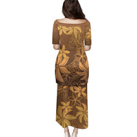 Tiare Tahiti Family Matching Puletasi and Hawaiian Shirt Brown Polynesia Motifs - Polynesian Pride