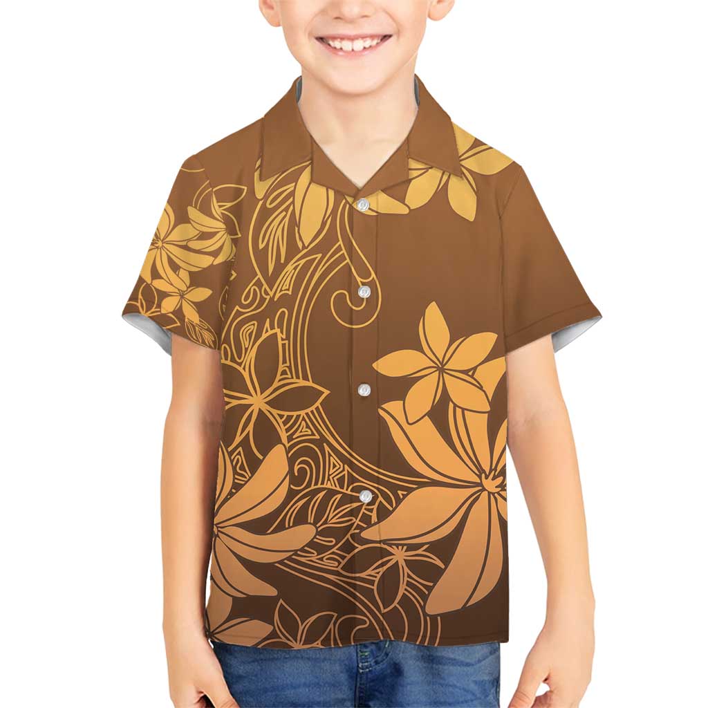 Tiare Tahiti Family Matching Puletasi and Hawaiian Shirt Brown Polynesia Motifs - Polynesian Pride