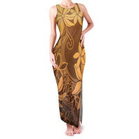 Tiare Tahiti Family Matching Tank Maxi Dress and Hawaiian Shirt Brown Polynesia Motifs - Polynesian Pride