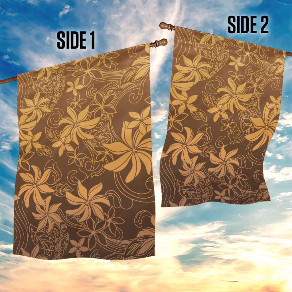 Tiare Tahiti Garden Flag Brown Polynesia Motifs - Polynesian Pride