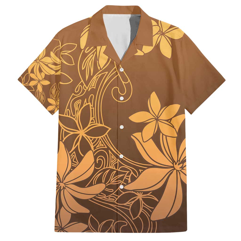 Tiare Tahiti Hawaiian Shirt Brown Polynesia Motifs - Polynesian Pride