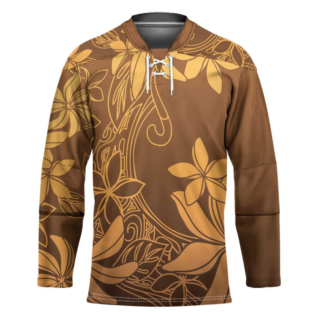 Tiare Tahiti Hockey Jersey Brown Polynesia Motifs - Polynesian Pride