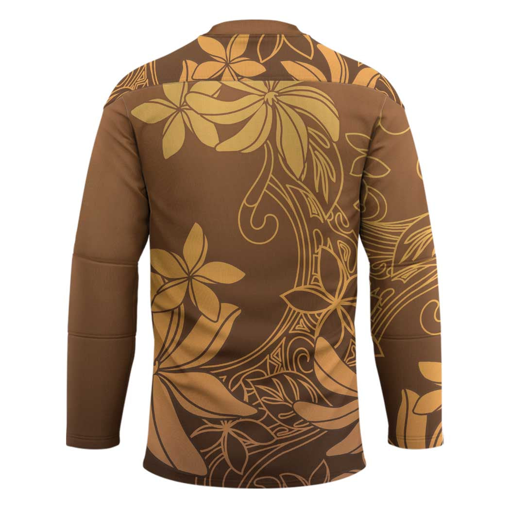 Tiare Tahiti Hockey Jersey Brown Polynesia Motifs - Polynesian Pride