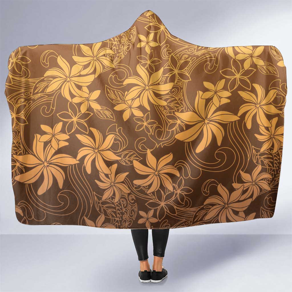Tiare Tahiti Hooded Blanket Brown Polynesia Motifs - Polynesian Pride