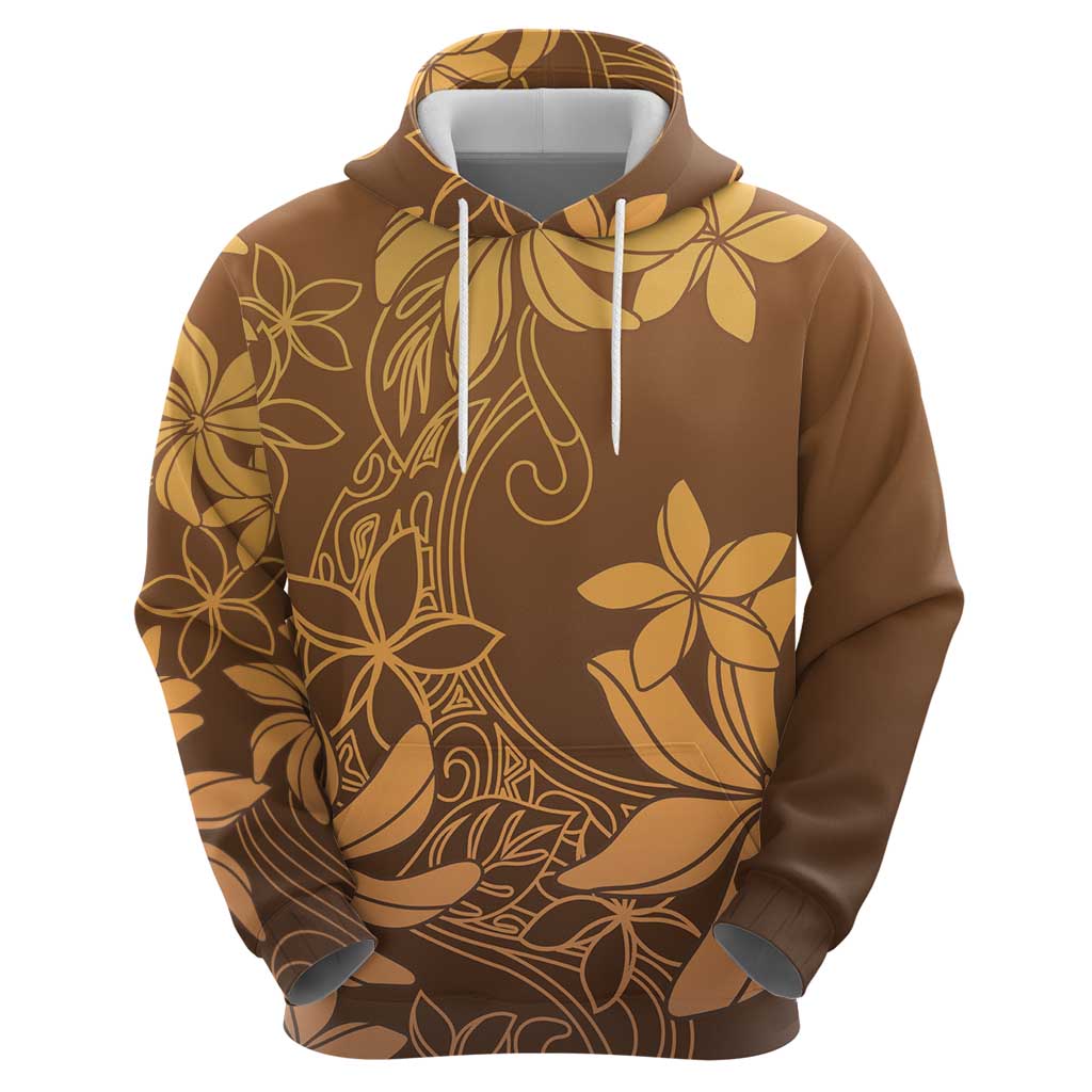 Tiare Tahiti Hoodie Brown Polynesia Motifs - Polynesian Pride