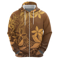 Tiare Tahiti Hoodie Brown Polynesia Motifs - Polynesian Pride