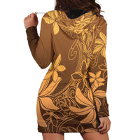 Tiare Tahiti Hoodie Dress Brown Polynesia Motifs - Polynesian Pride