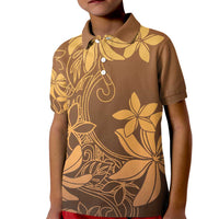 Tiare Tahiti Kid Polo Shirt Brown Polynesia Motifs - Polynesian Pride