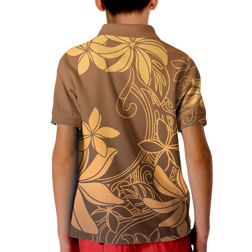 Tiare Tahiti Kid Polo Shirt Brown Polynesia Motifs - Polynesian Pride