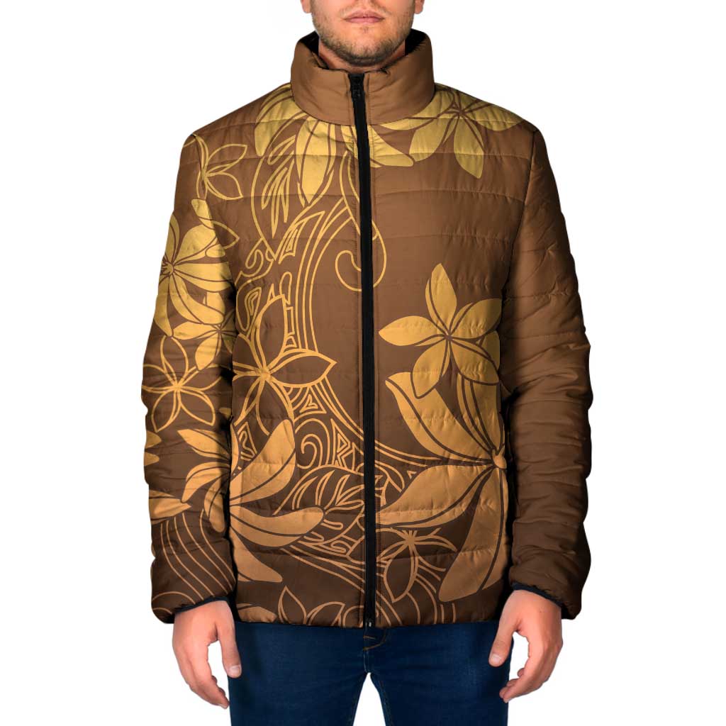 Tiare Tahiti Padded Jacket Brown Polynesia Motifs - Polynesian Pride