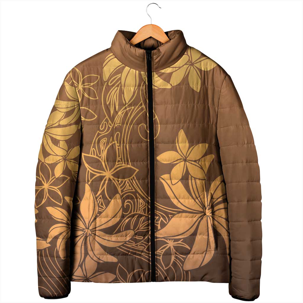 Tiare Tahiti Padded Jacket Brown Polynesia Motifs - Polynesian Pride