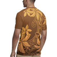 Tiare Tahiti Rugby Jersey Brown Polynesia Motifs - Polynesian Pride