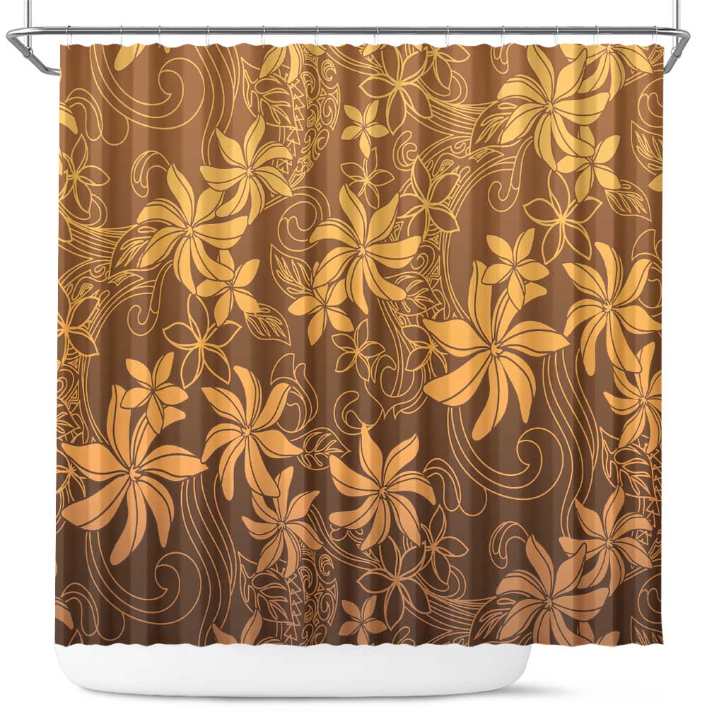 Tiare Tahiti Shower Curtain Brown Polynesia Motifs - Polynesian Pride