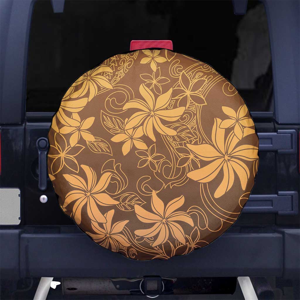 Tiare Tahiti Spare Tire Cover Brown Polynesia Motifs - Polynesian Pride