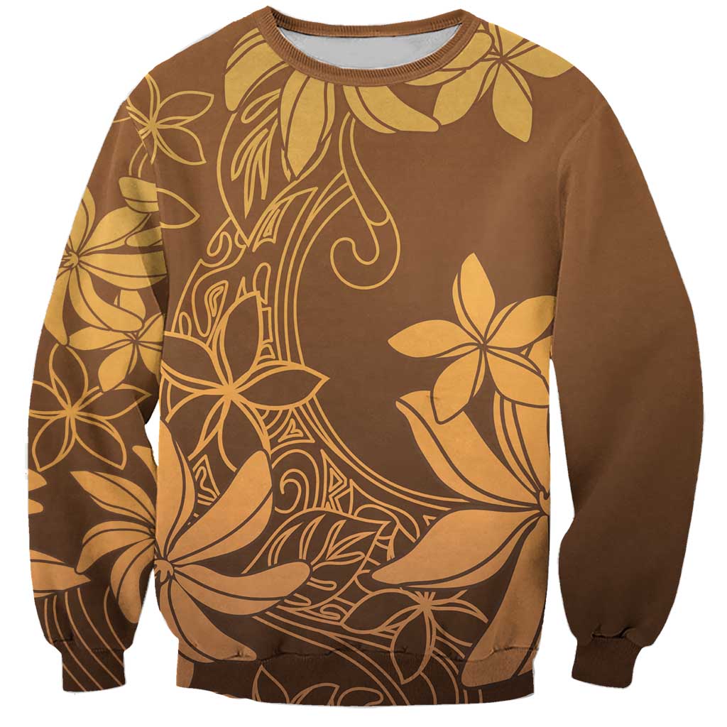 Tiare Tahiti Sweatshirt Brown Polynesia Motifs - Polynesian Pride