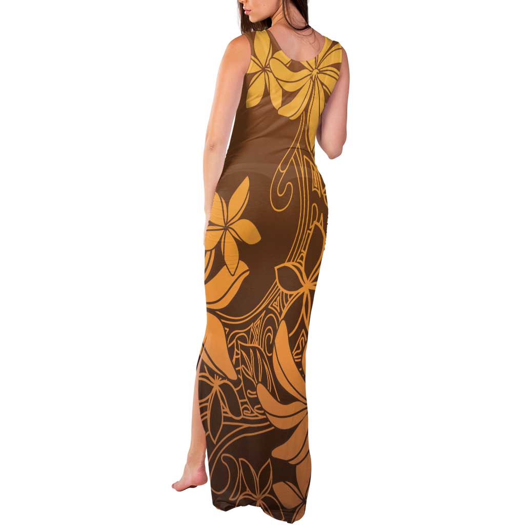 Tiare Tahiti Tank Maxi Dress Brown Polynesia Motifs - Polynesian Pride