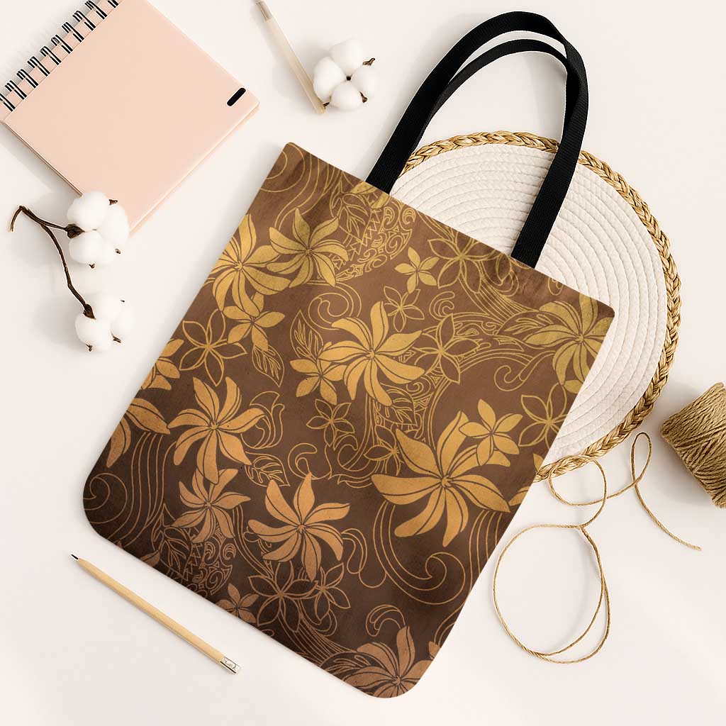 Tiare Tahiti Tote Bag Brown Polynesia Motifs - Polynesian Pride