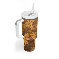 Tiare Tahiti Tumbler With Handle Brown Polynesia Motifs - Polynesian Pride