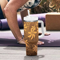 Tiare Tahiti Tumbler With Handle Brown Polynesia Motifs - Polynesian Pride