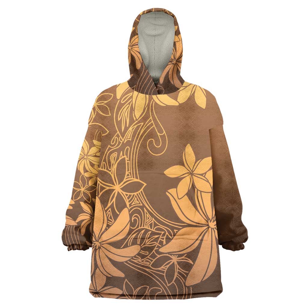 Tiare Tahiti Wearable Blanket Hoodie Brown Polynesia Motifs - Polynesian Pride