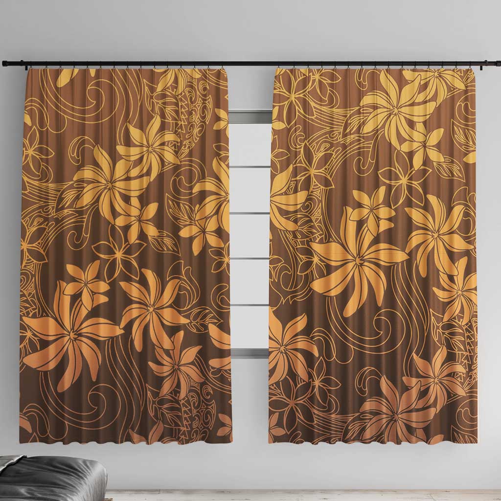 Tiare Tahiti Window Curtain Brown Polynesia Motifs - Polynesian Pride