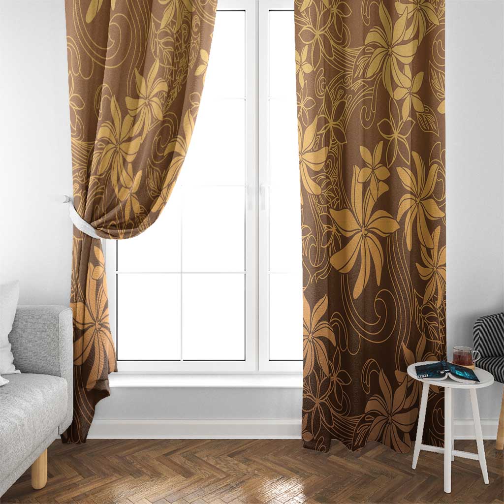 Tiare Tahiti Window Curtain Brown Polynesia Motifs - Polynesian Pride
