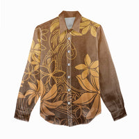Tiare Tahiti Women Casual Shirt Brown Polynesia Motifs - Polynesian Pride