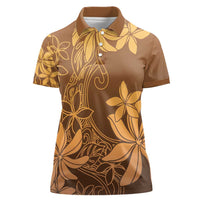 Tiare Tahiti Women Polo Shirt Brown Polynesia Motifs - Polynesian Pride