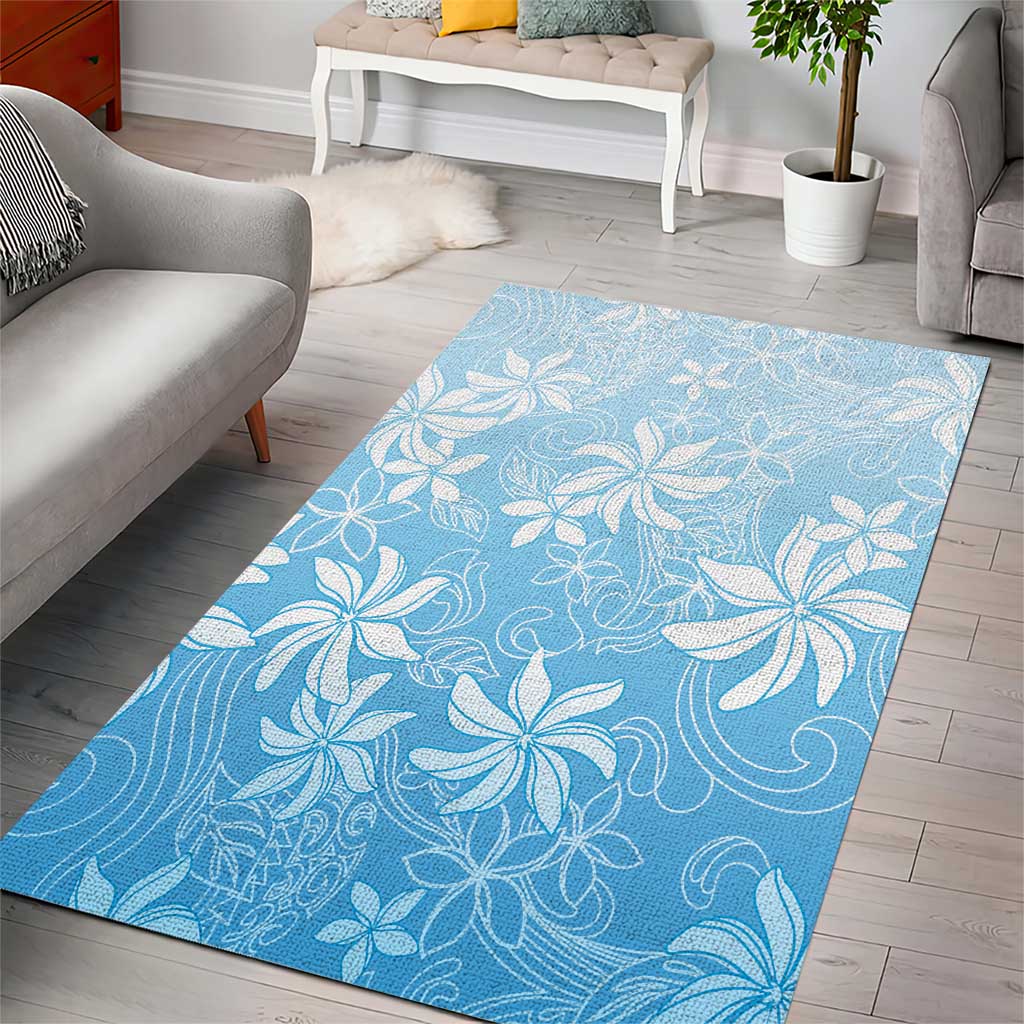 Tiare Tahiti Area Rug Blue Polynesia Motifs - Polynesian Pride