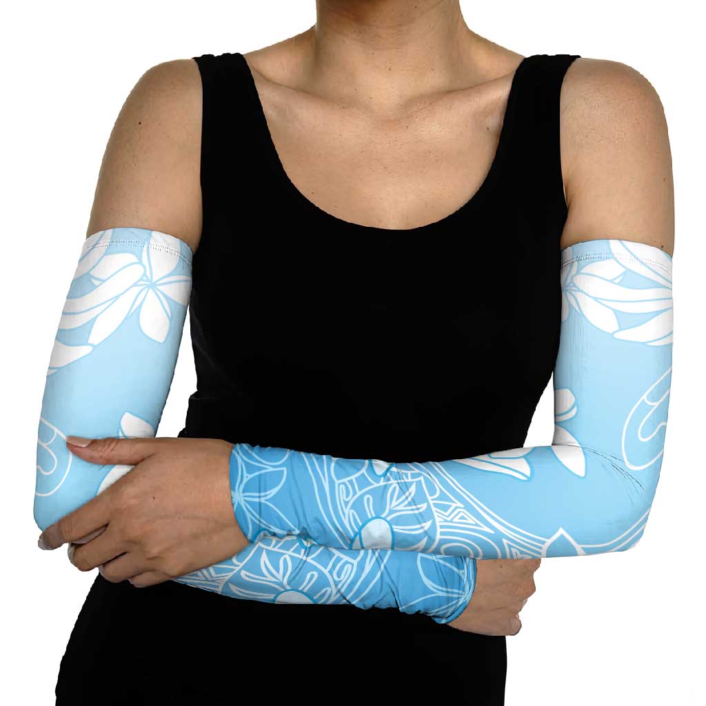 Tiare Tahiti Arm Sleeves Blue Polynesia Motifs - Polynesian Pride
