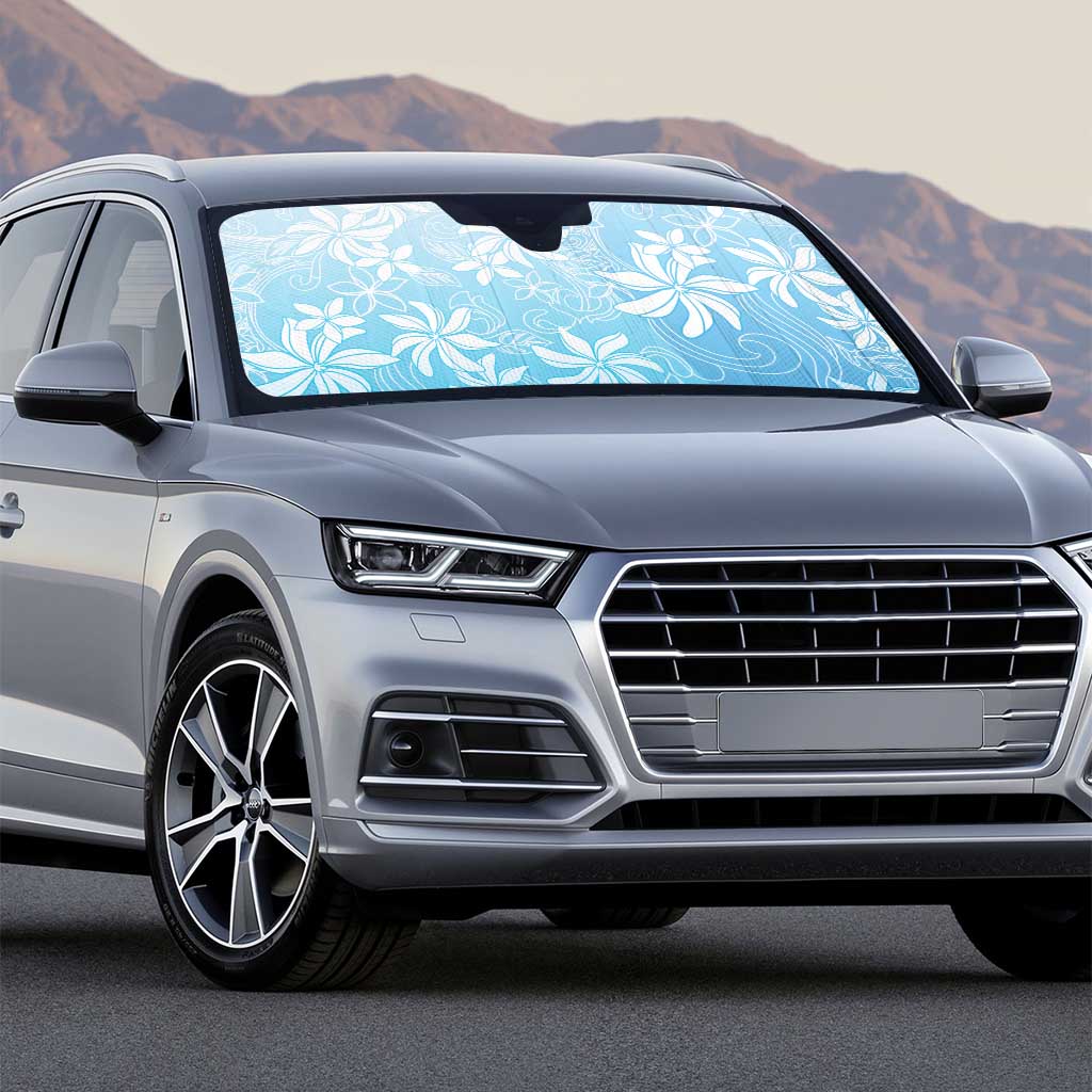 Tiare Tahiti Auto Sun Shade Blue Polynesia Motifs - Polynesian Pride