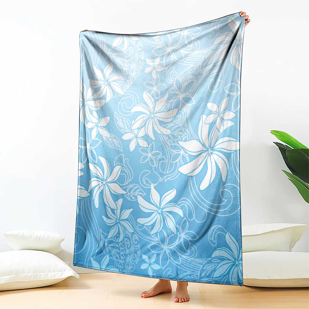 Tiare Tahiti Blanket Blue Polynesia Motifs - Polynesian Pride