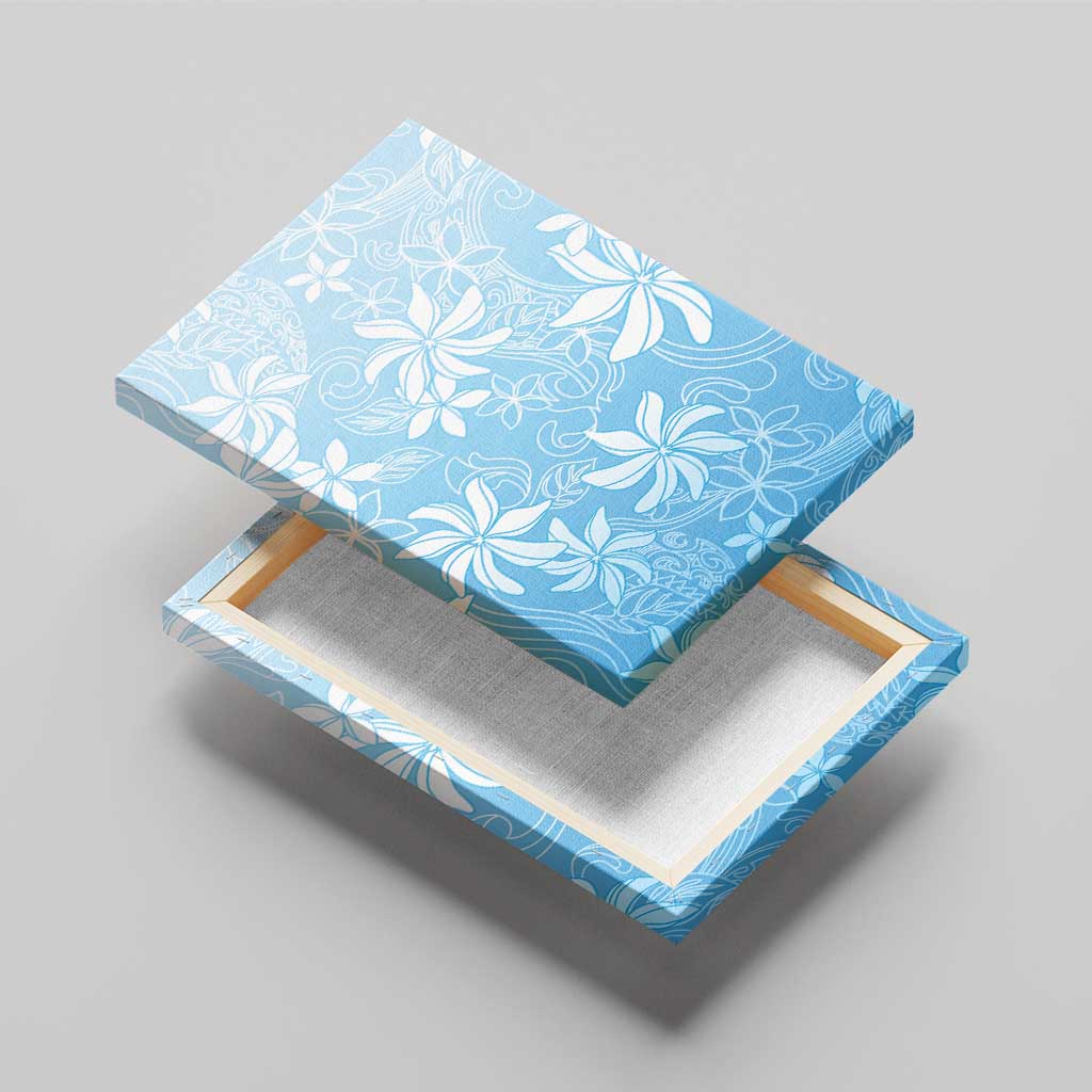 Tiare Tahiti Canvas Wall Art Blue Polynesia Motifs - Polynesian Pride