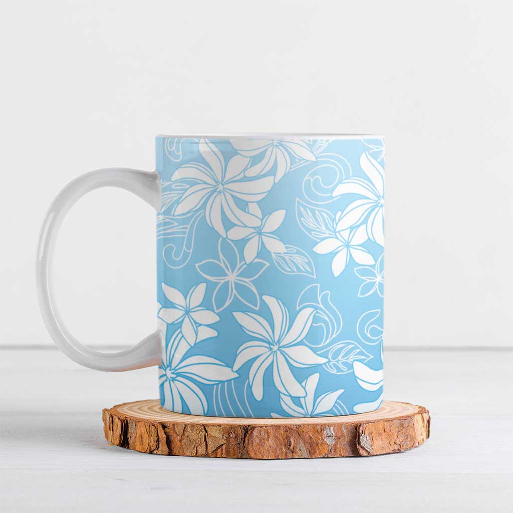 Tiare Tahiti Ceramic Mug Blue Polynesia Motifs - Polynesian Pride