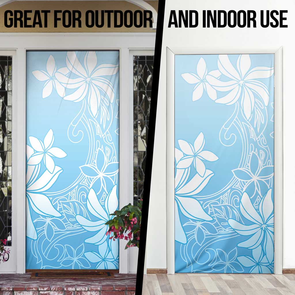 Tiare Tahiti Door Cover Blue Polynesia Motifs - Polynesian Pride