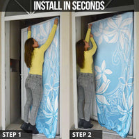 Tiare Tahiti Door Cover Blue Polynesia Motifs - Polynesian Pride