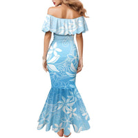 Tiare Tahiti Family Matching Mermaid Dress and Hawaiian Shirt Blue Polynesia Motifs - Polynesian Pride