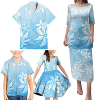 Tiare Tahiti Family Matching Puletasi and Hawaiian Shirt Blue Polynesia Motifs - Polynesian Pride