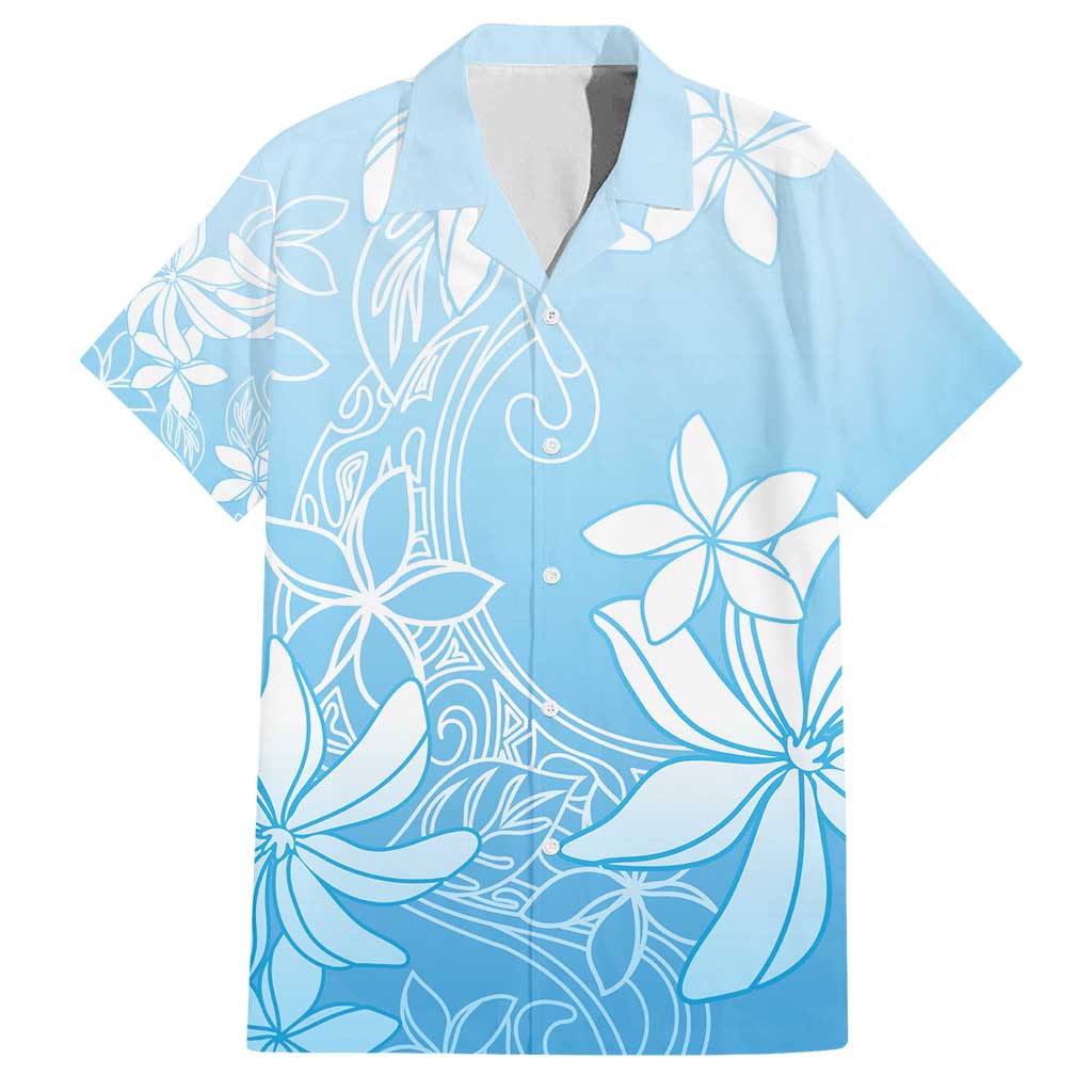 Tiare Tahiti Family Matching Puletasi and Hawaiian Shirt Blue Polynesia Motifs - Polynesian Pride