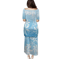 Tiare Tahiti Family Matching Puletasi and Hawaiian Shirt Blue Polynesia Motifs - Polynesian Pride
