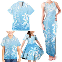 Tiare Tahiti Family Matching Tank Maxi Dress and Hawaiian Shirt Blue Polynesia Motifs - Polynesian Pride