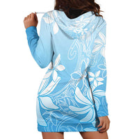 Tiare Tahiti Hoodie Dress Blue Polynesia Motifs - Polynesian Pride