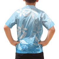 Tiare Tahiti Kid Hawaiian Shirt Blue Polynesia Motifs - Polynesian Pride