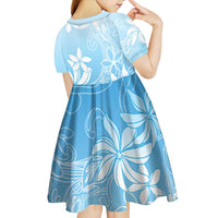 Tiare Tahiti Kid Short Sleeve Dress Blue Polynesia Motifs - Polynesian Pride