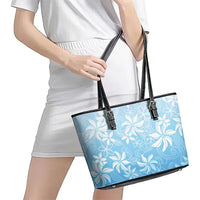 Tiare Tahiti Leather Tote Bag Blue Polynesia Motifs - Polynesian Pride