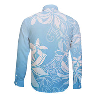 Tiare Tahiti Long Sleeve Button Shirt Blue Polynesia Motifs - Polynesian Pride