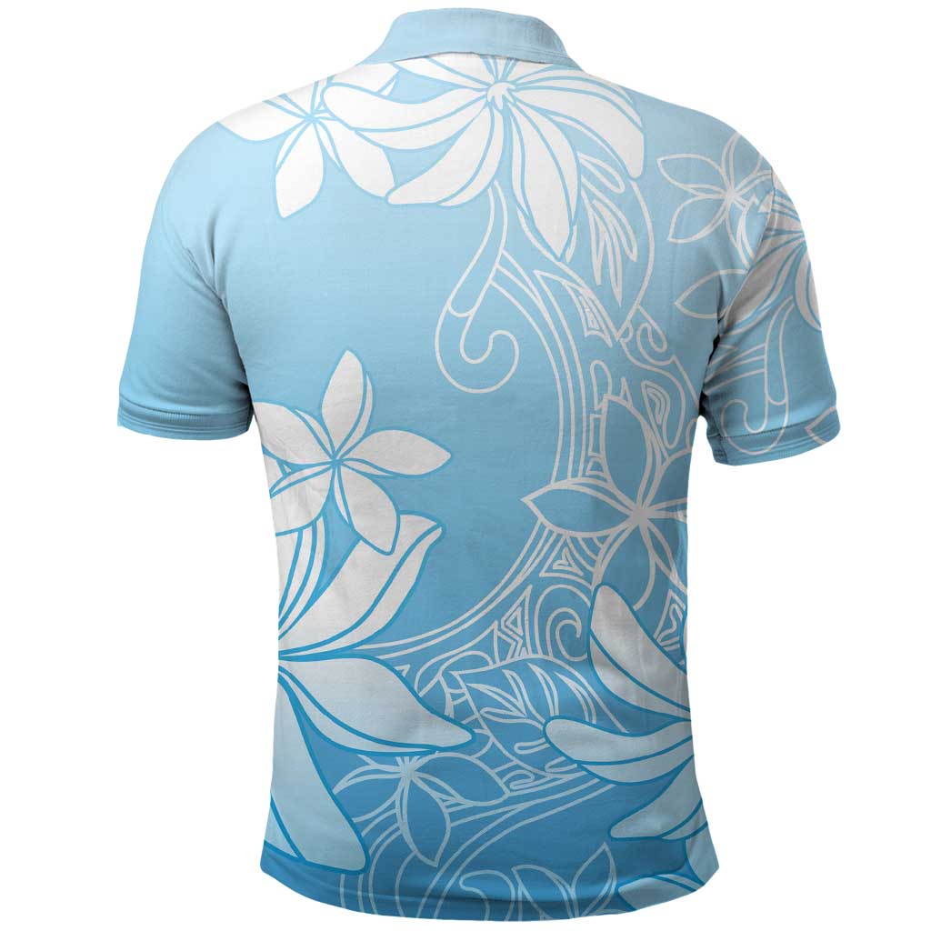 Tiare Tahiti Polo Shirt Blue Polynesia Motifs - Polynesian Pride