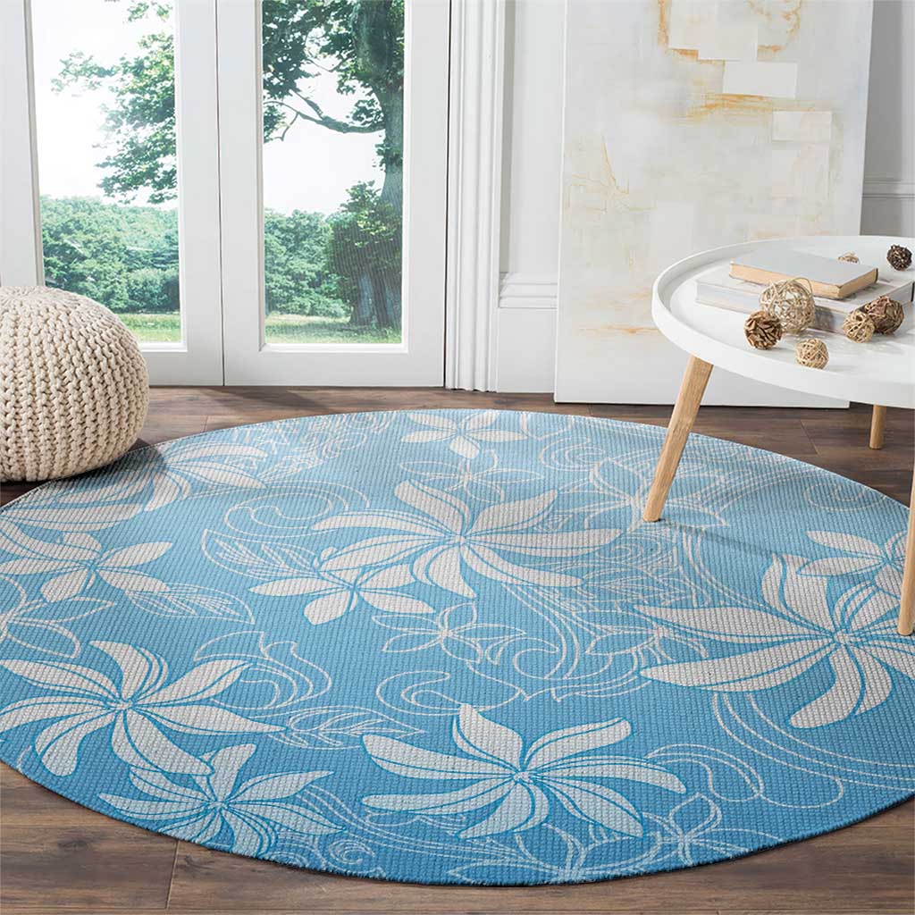Tiare Tahiti Round Carpet Blue Polynesia Motifs - Polynesian Pride